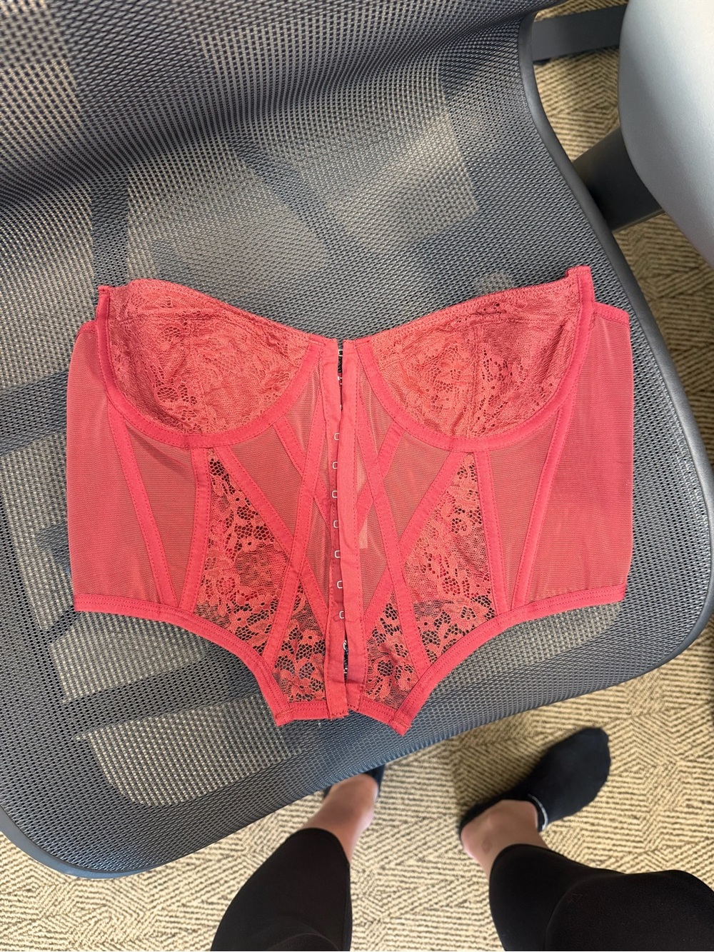 Anthropologie Coral Lace Strapless Bustier